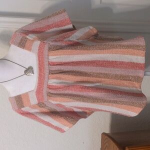 Madewell Striped Blouse in Pink and Tan